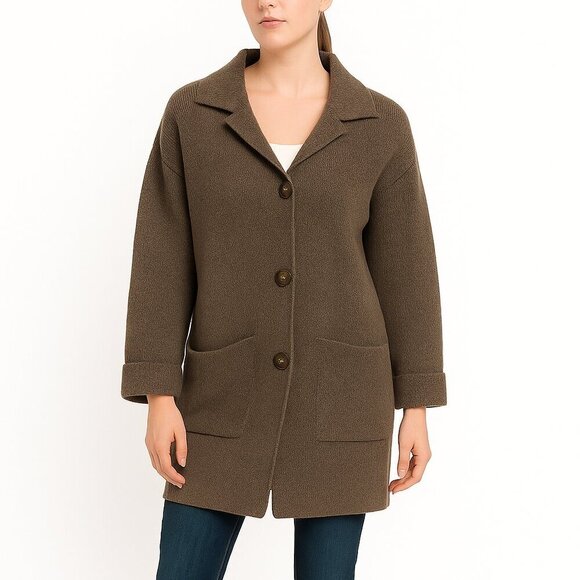 Giovanna Women's Tricot Neutral Knitwear Button Down Coat Jacket Large Sweater L - Picture 1 of 8